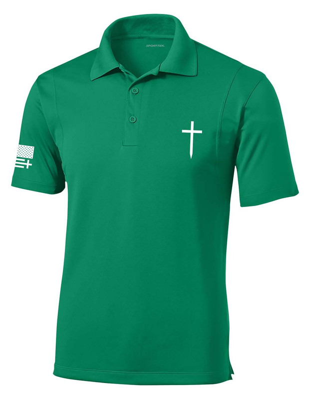 Trenz Shirt Company Mens Christian Polo Embroidered Cross Golf